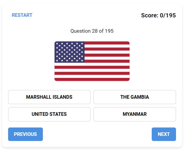 All world flags quiz example - United States